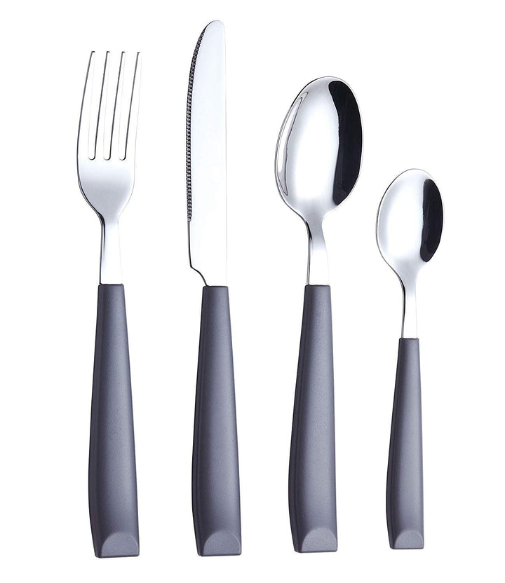 EXZACT 16 PCS Besteck Set/Edelstahl-Besteck - Edelstahl mit Kunststoff-Handgriffen - Bequem zu halte
