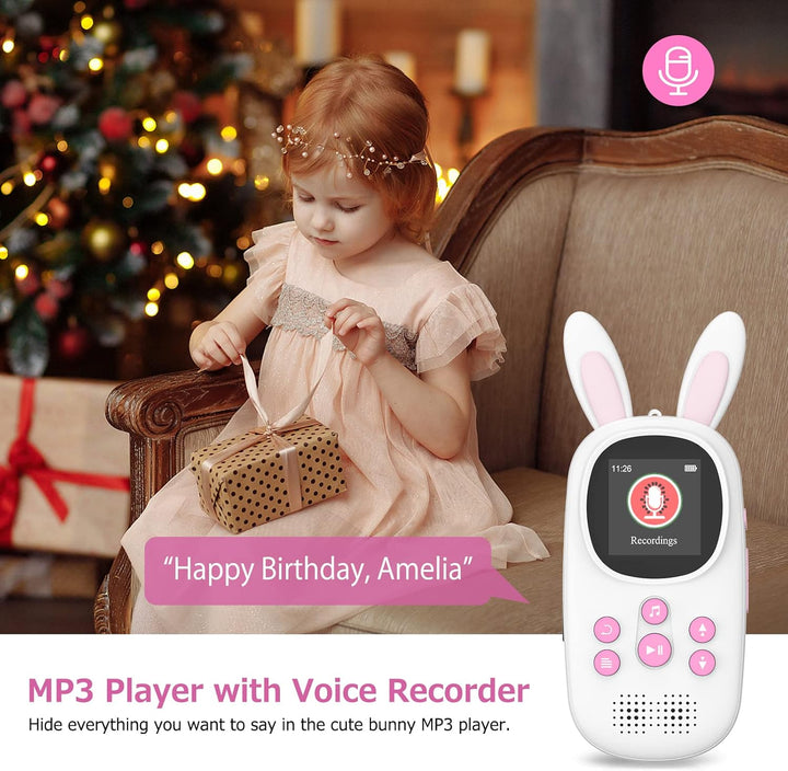 16GB Bluetooth MP3 Player , Niedlicher Hase Kinder Musik Player mit Kopfhörer &amp; Lautsprecher, mit FM