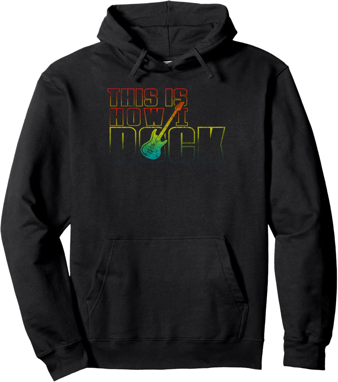 Rock Gitarren Spieler Rockmusik Vintage Rock and Roll Pullover Hoodie