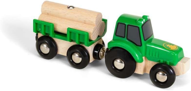 BRIO Bahn 33825 - Polizeiwagen mit Licht und Sound & Bahn 33799 - Traktor mit Holz-Anhänger Polizeiw