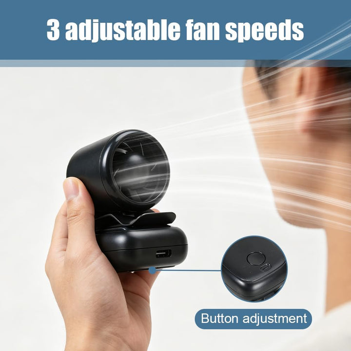 DONGKER Mini Clip-Ventilator für Baseball Cap, Faltbare Freihändig Tischventilator, 1200mAh 3 Geschw