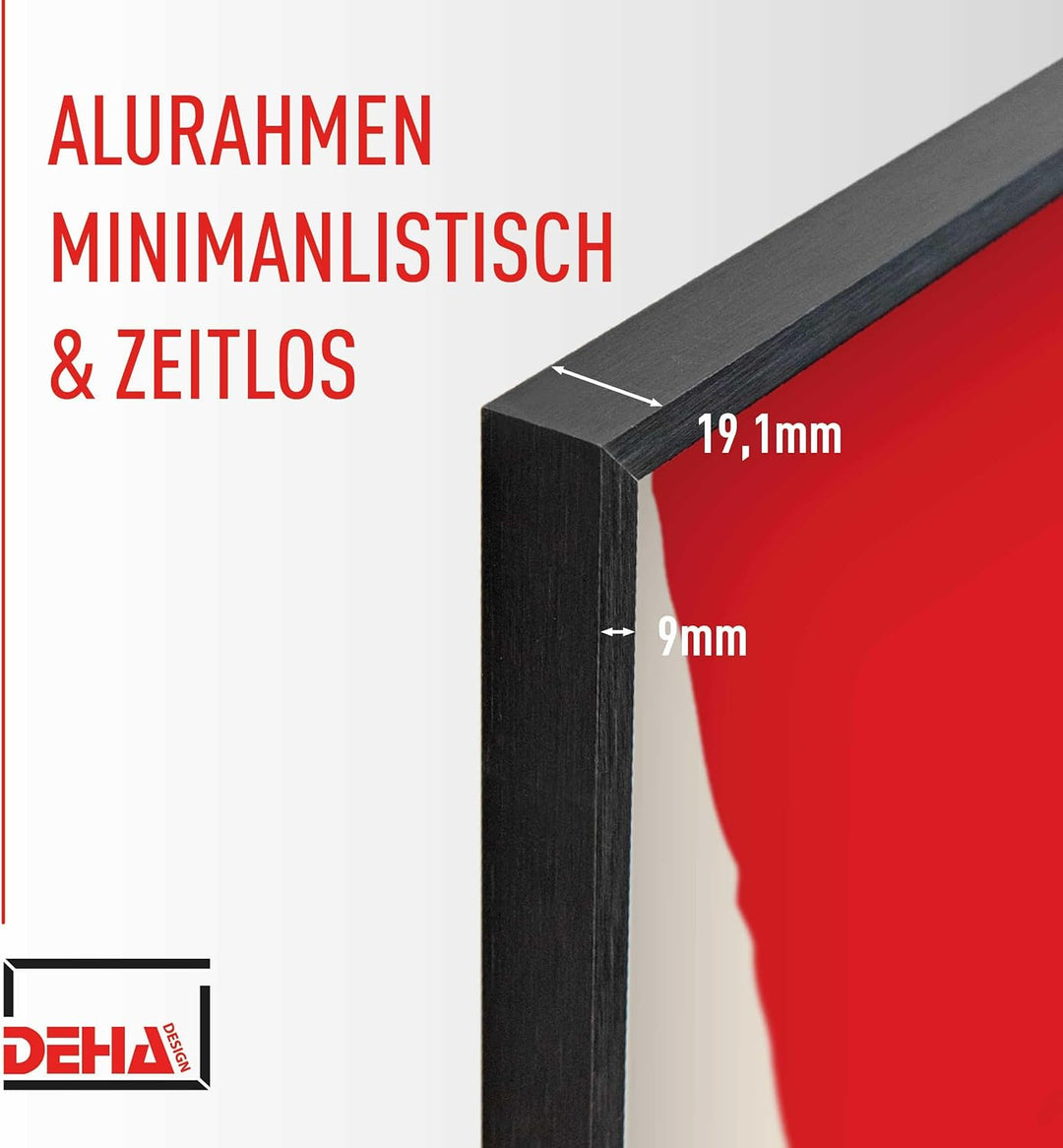 DEHA Design Bilderrahmen Tribeca, A2 42x59,4 cm, Aluminium Schwarz Matt, bruchsicheres Acrylglas, fü