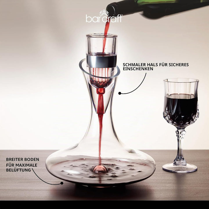 BarCraft Luxus Wein Dekanter Set in Geschenkbox, Glas, Transparent, 1,5 Liter Elegante, Elegante