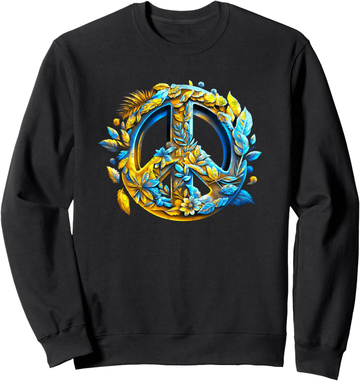Friedenszeichen, Ukraine-Farben, Blumenkraft, Freiheit, Vintage Sweatshirt