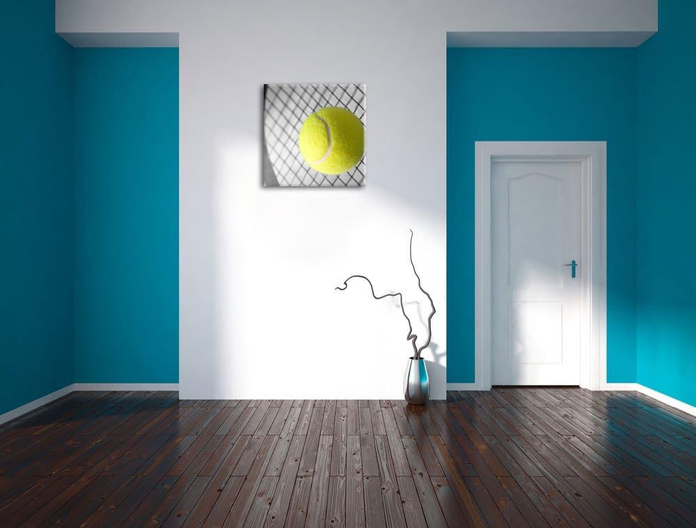 Pixxprint Tennisschläger mit Tennisball Schwarz/Weiss, Format: 70x70 auf Leinwand, 70x70