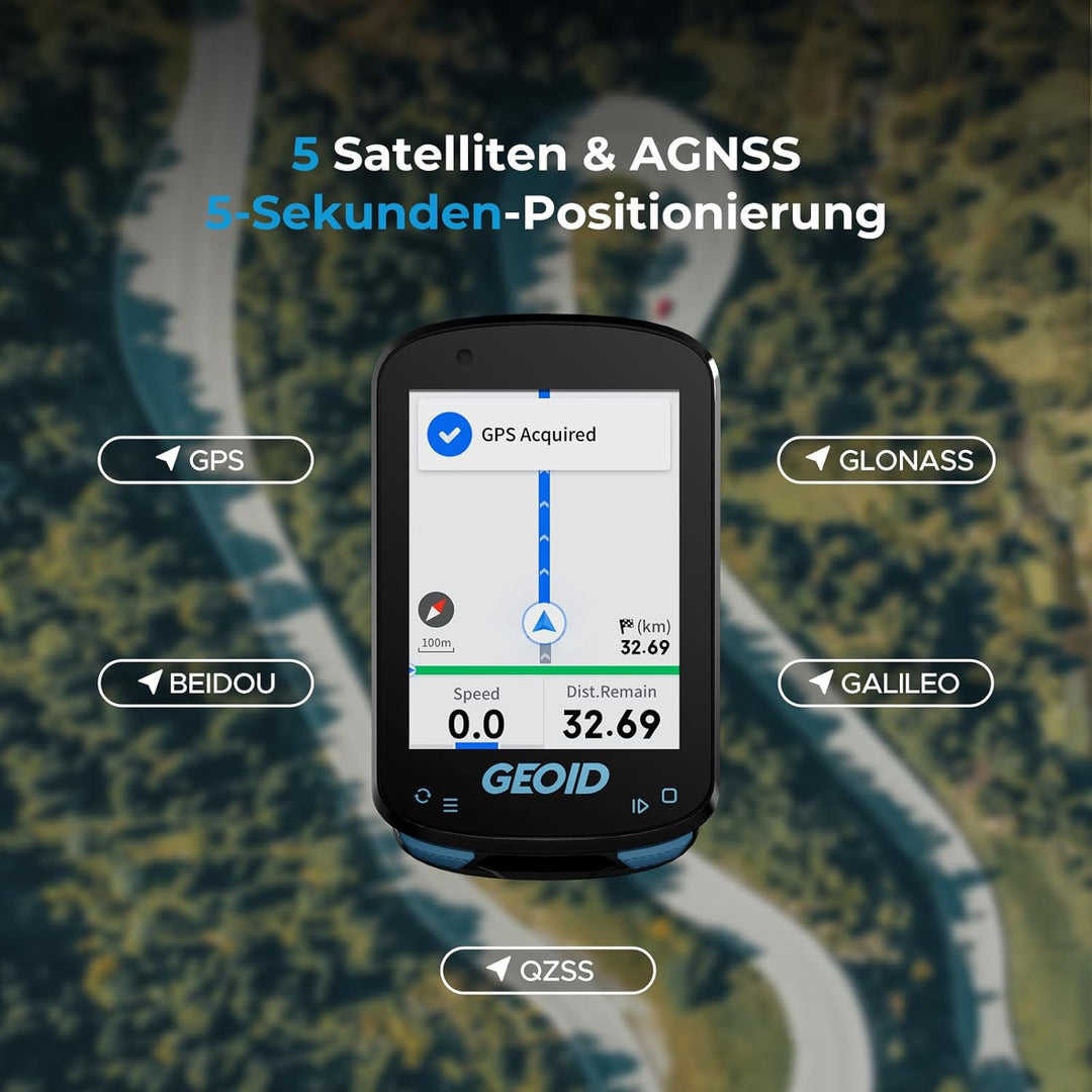 GEOID CC600 GPS Fahrradcomputer, 2,4-Zoll-Farbbildschirm, Kabellos Wasserdicht Fahrrad Tacho, Streck