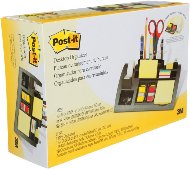 Post-it Desk Organizer, Packung mit 1 Block Post-it Notes a 100 Blatt, 4 x 35 Haftstreifen Post-it I