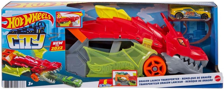 Hot Wheels Drachenwerfer, inkl. Auto, Mehrfarbig, einzigartig (Mattel GTK42)