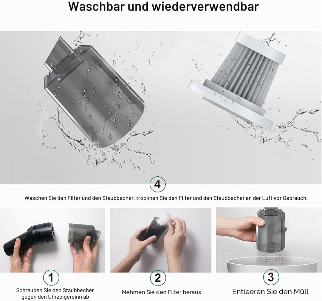 Handstaubsauger Akku Handstaubsauger Auto,USB aufladbar Tragbar Leicht Mini Staubsauger,Auto-Staubsa