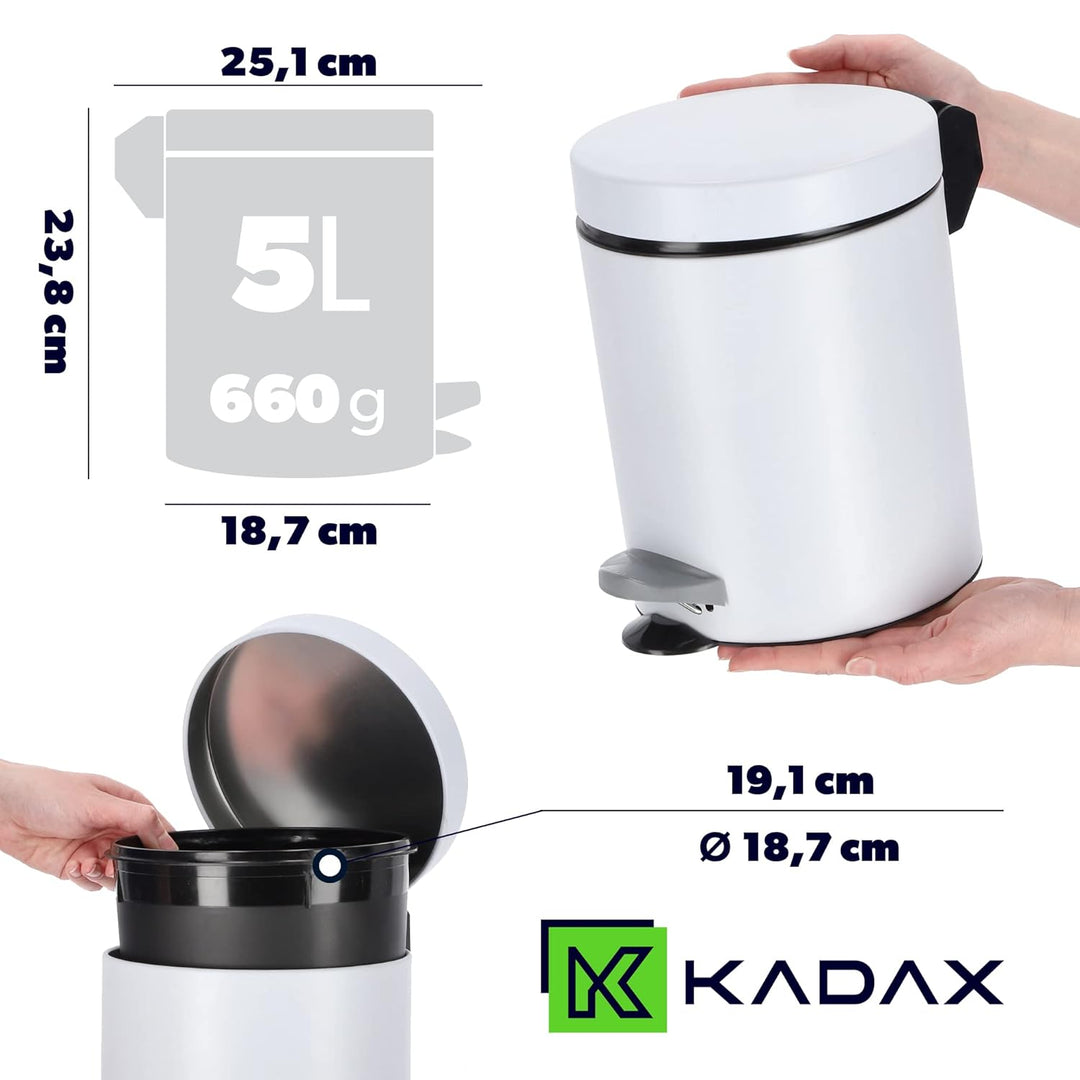 KADAX Tretmülleimer, Mülleimer mit Fassungsvermögen Stahl Kosmetikeimer, Runder Abfalleimer, Elegant