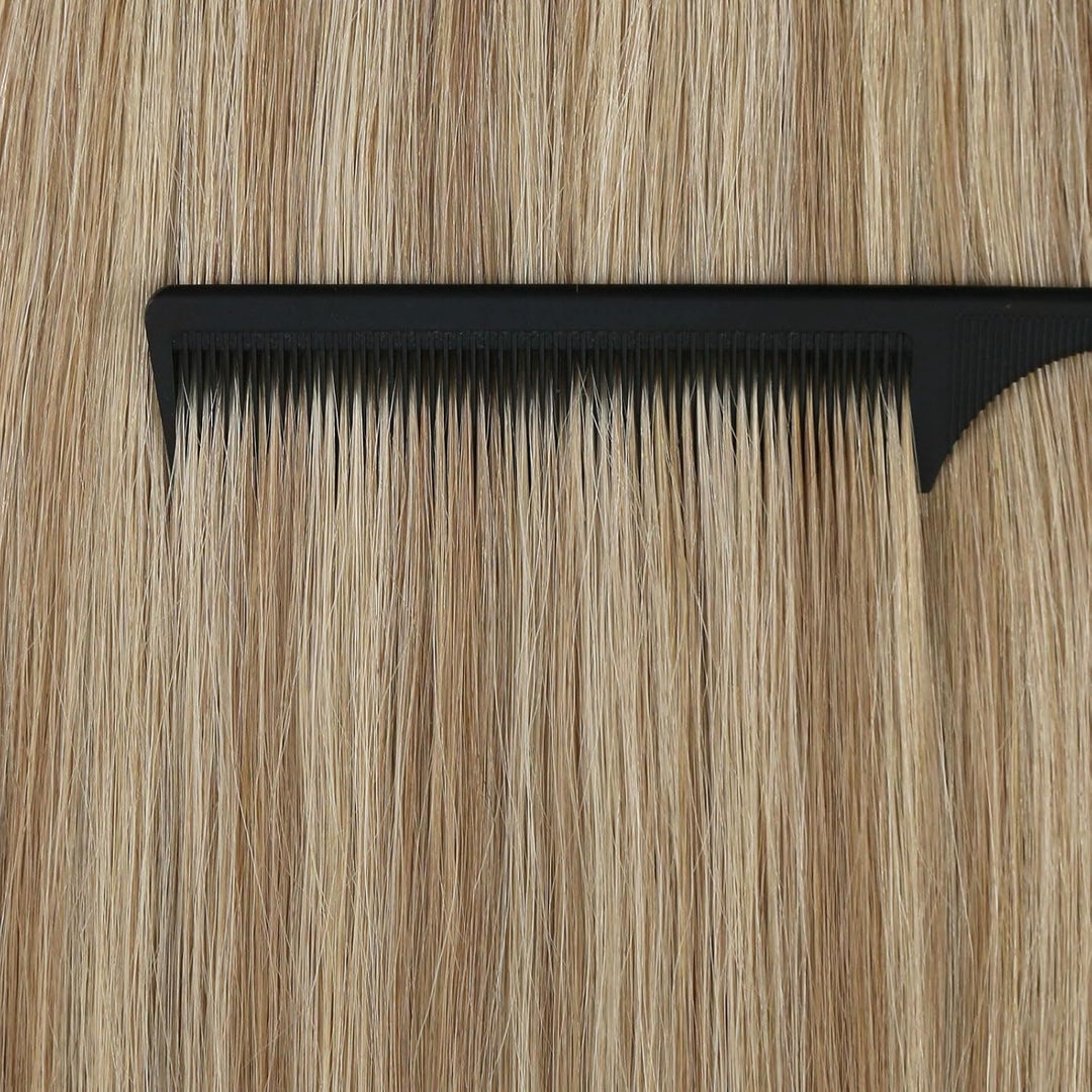 Ugeat Tape Extensions Echthaar Blond Haarverlängerung Echthaar Tapes Goldbraun mit Platinblond Invis