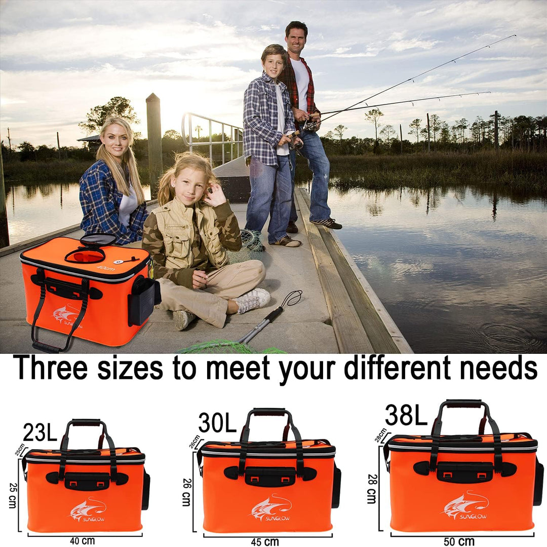MMSGA Angeleimer, 23L/30L/38L Tragbarer Faltbarer Angelköder-Eimer，Multifunktionaler Behälter für le