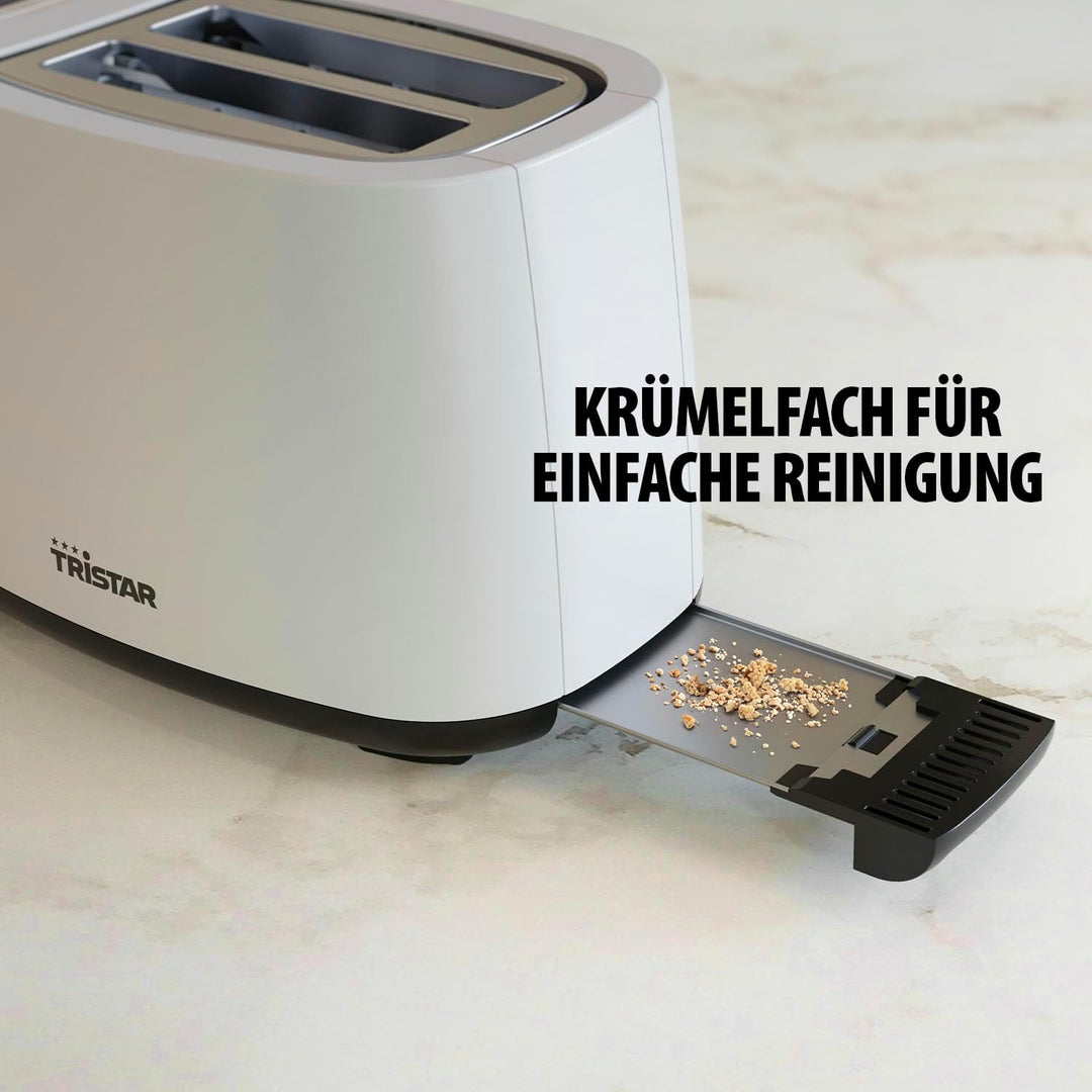 Tristar Toaster, 2 Toastschlitze, 7 Bräunungsstufen, Brötchenaufsatz, Auftaufunktion, Liftfunktion,