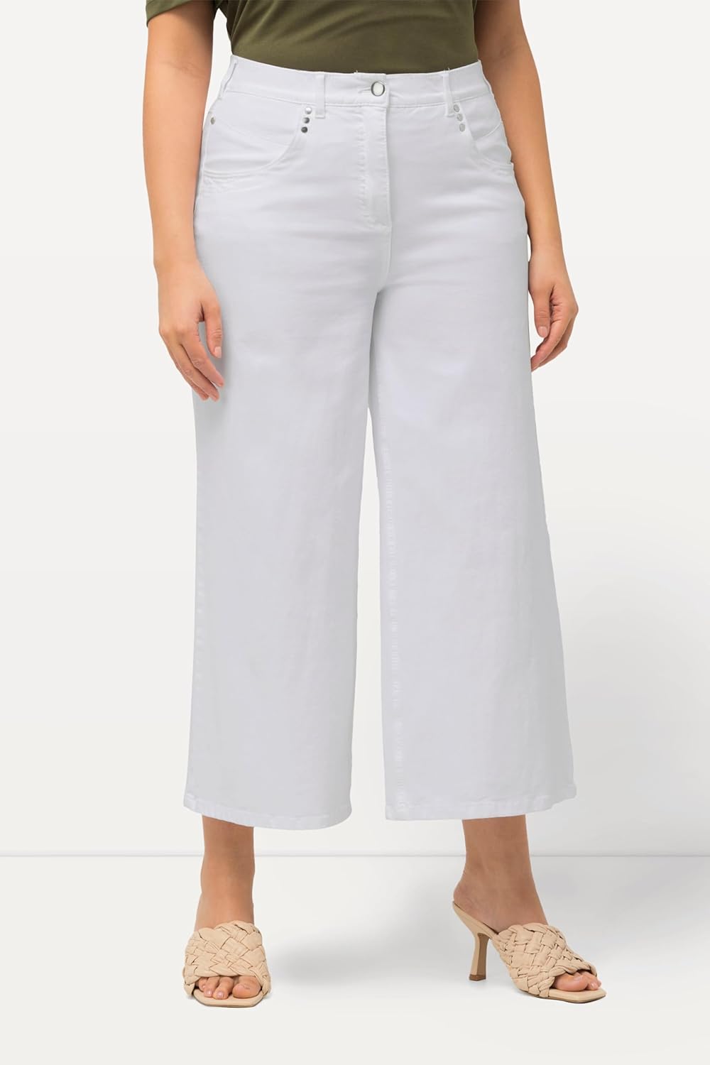 Ulla Popken Damen Denim Culotte Jeans 52 Schneeweiss, 52 Schneeweiss
