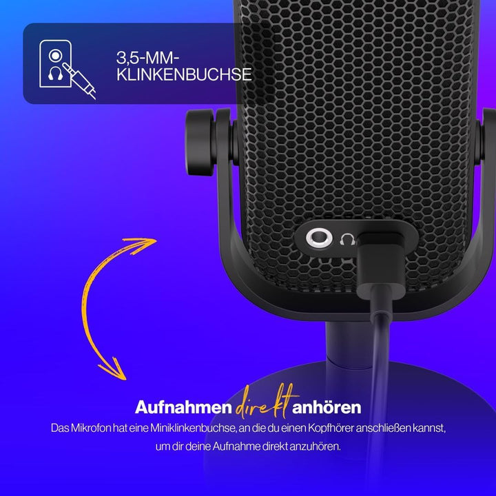 ENDORFY Solum Voice S, Mikrofon für Streaming, Chatting und Podcast-Aufnahmen, RGB-Beleuchtung, USB