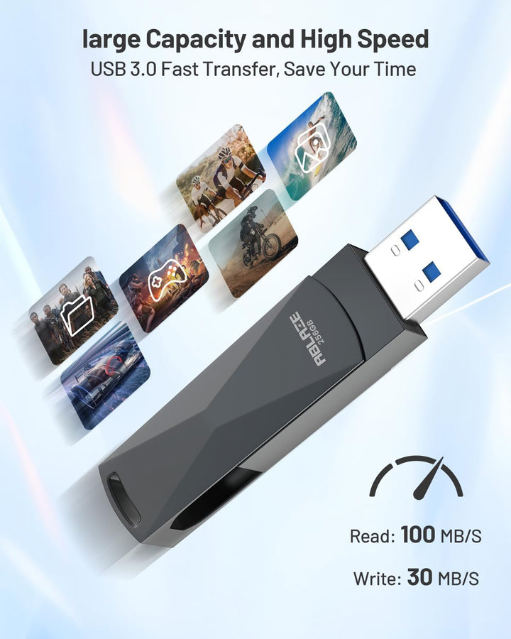 ABLAZE 256 GB USB C Stick, Dual USB 3.0 + Typ C, kompatibel mit iPhone 16/15, Android-Smartphones, C