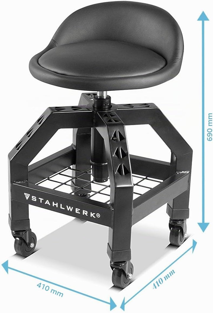 STAHLWERK Werkstatthocker VWH-300 ST 136 kg 59–76 cm Sitzhöhe | Höhenverstellbar, grosses Ablagefach