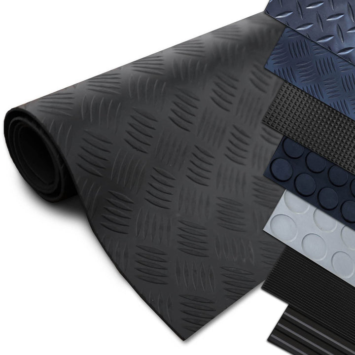 Nova Forma Gummiläufer Meterware Checker - 150 x 100 cm - Schwarz 3mm | Rutschhemmende Gummimatte mi
