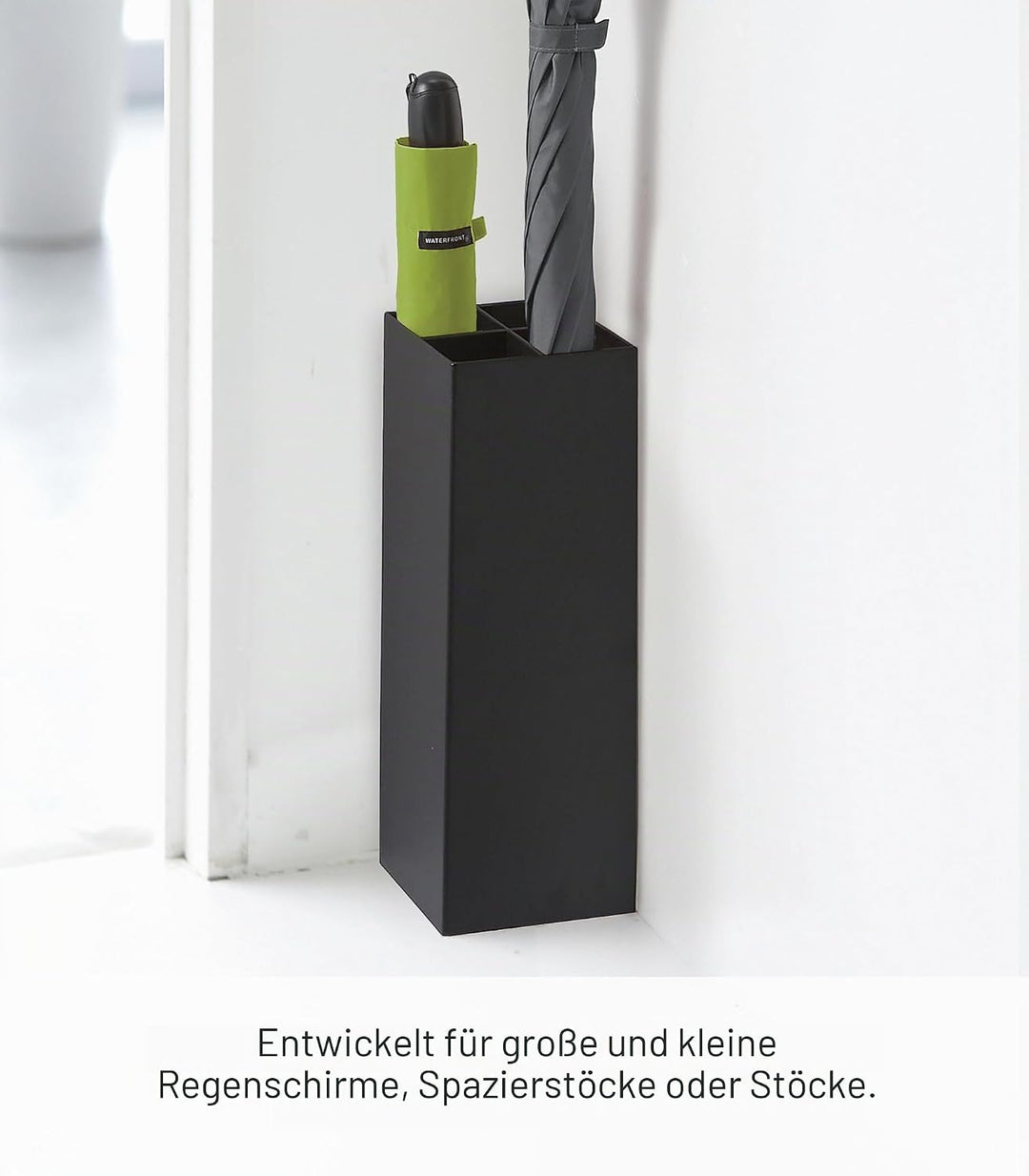 YAMAZAKI 'Smart' 6719 Schirmständer, Stahl, Polypropylene, Schwarz, kompakter Eckschirmständer, L 11