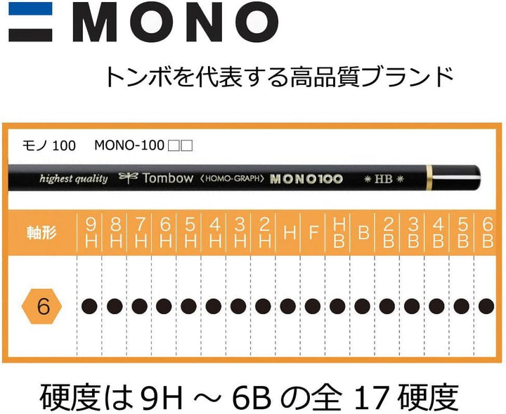 Tombow MONO-100-8H Bleistift Mono 100 Härtegrad 8H, 12-er Set, Härtegrad 8H
