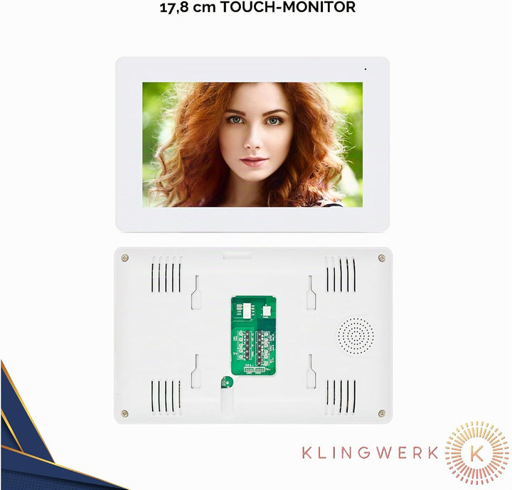 KLINGWERK IC1 Video Türsprechanlage, 2-Draht Technik, Aufputz, 170 Grad Weitwinkel Kamera mit 7 Zoll