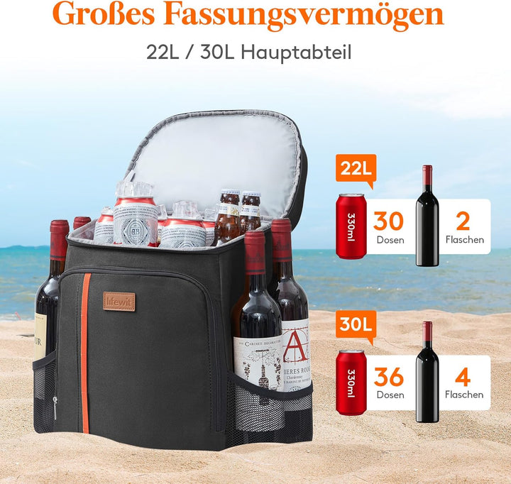 Lifewit 30L Kühlrucksack Auslaufsichere Kühltasche Rucksack wasserdichte Picknickrucksack Isolierte