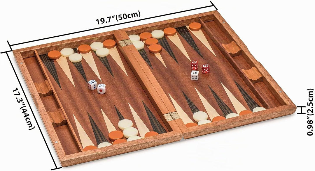 Yellow Mountain Imports Backgammon-Spiel-Set mit Holzeinlagen - Cascadia - mit Acryl-Spielsteinen &