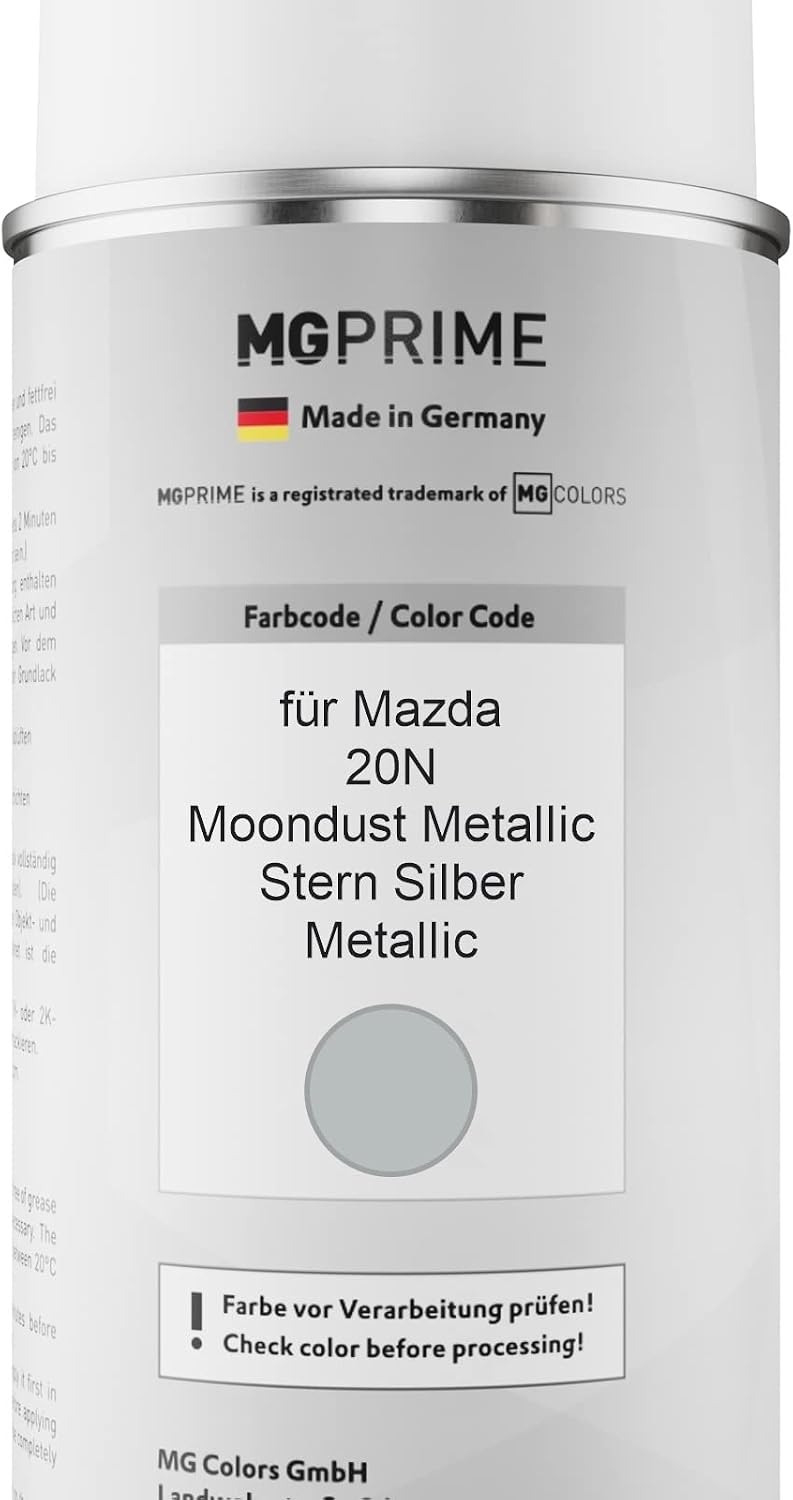 MG PRIME Autolack Sprühdosen Set für Mazda 20N Moondust Metallic/Stern Silber Metallic Basislack Kla
