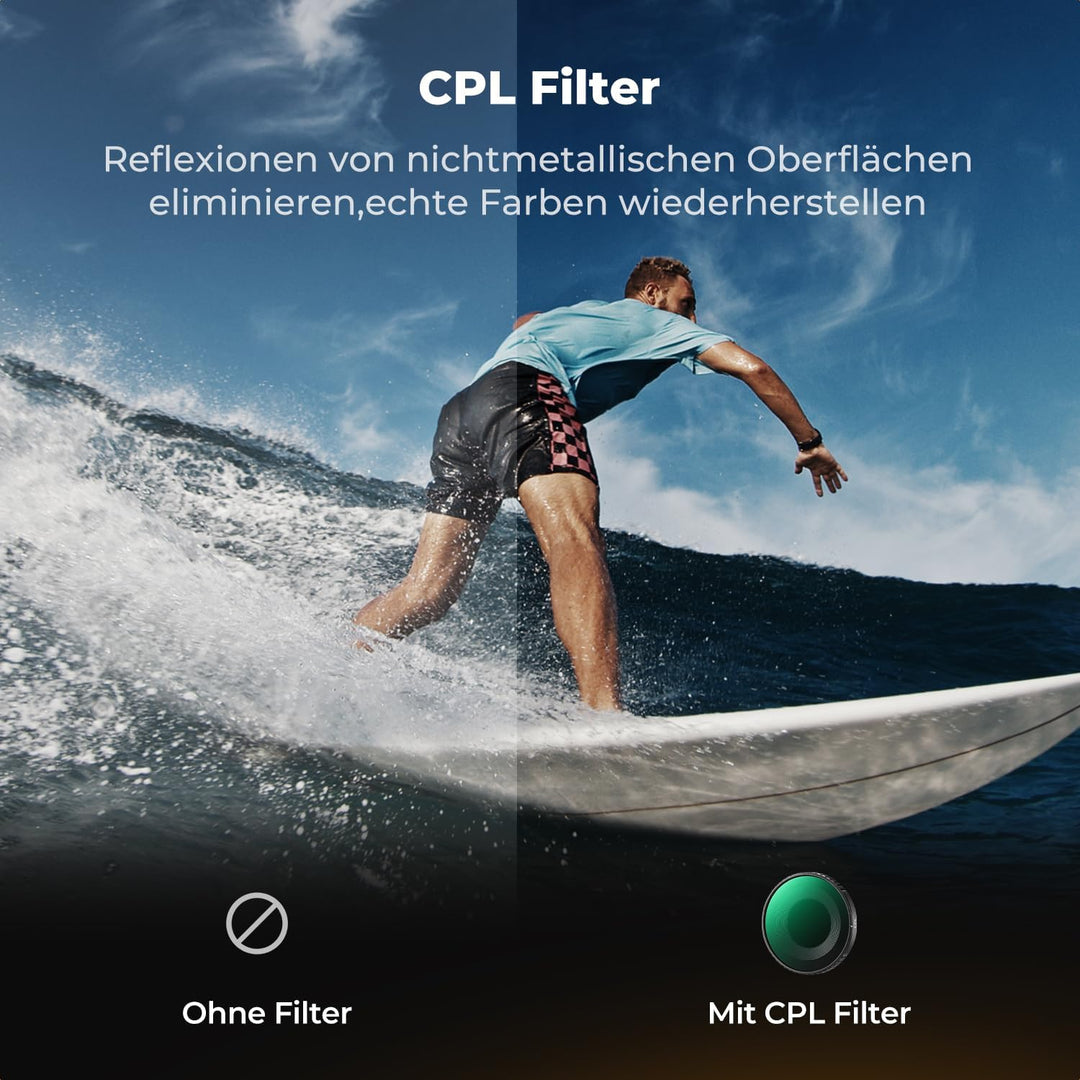 K&F CONCEPT CPL Filter Kompatibel mit DJI Osmo Action 6 Polarisationsfilter, HD-Optikglas mit 28-fac