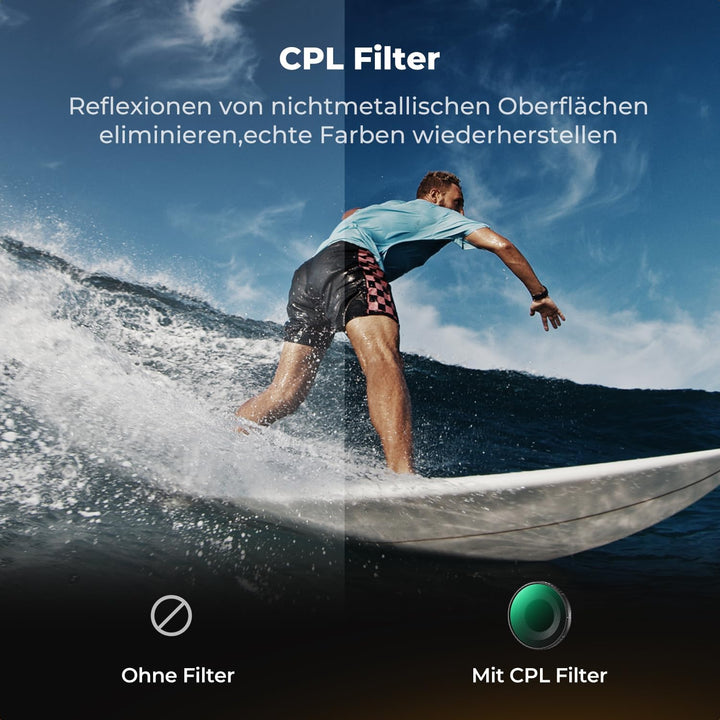 K&F CONCEPT CPL Filter Kompatibel mit DJI Osmo Action 6 Polarisationsfilter, HD-Optikglas mit 28-fac