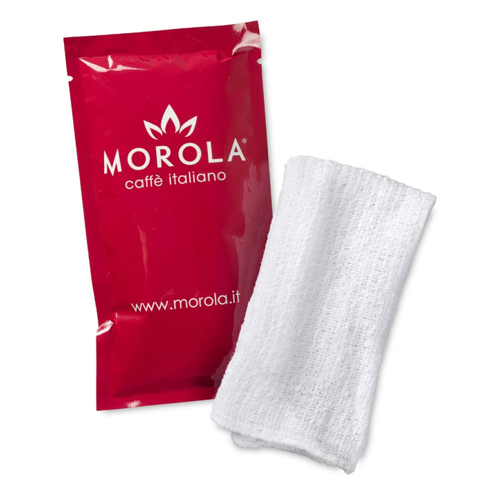 Morola Caffè Italiano - Baumwolle Feuchtigkeitstücher - 50 Stück - Individuell verpackt - Einwegtüch