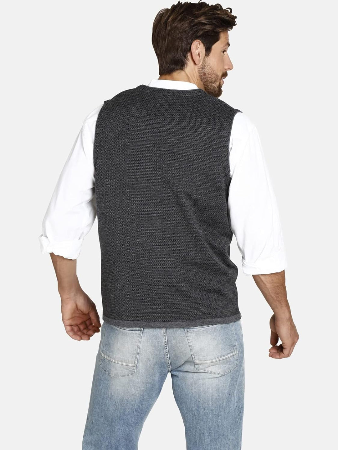 Jan Vanderstorm Herren Strickweste Tane 4XL Grosse Grössen Grau, 4XL Grosse Grössen Grau