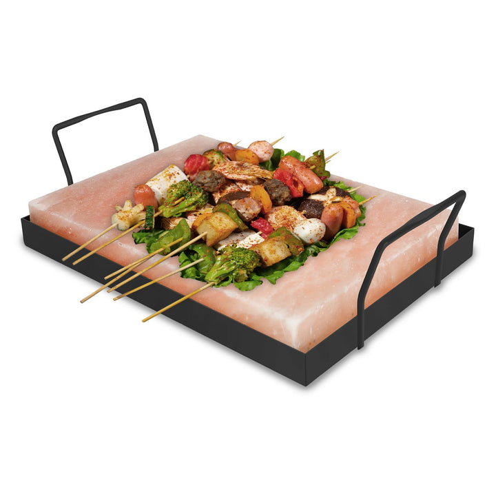 1x Pack XXL Salzstein zum Grillen, 20x30x3cm Salz Grillsteine Mit Eisenplatte, Wiederverwendbar Salz