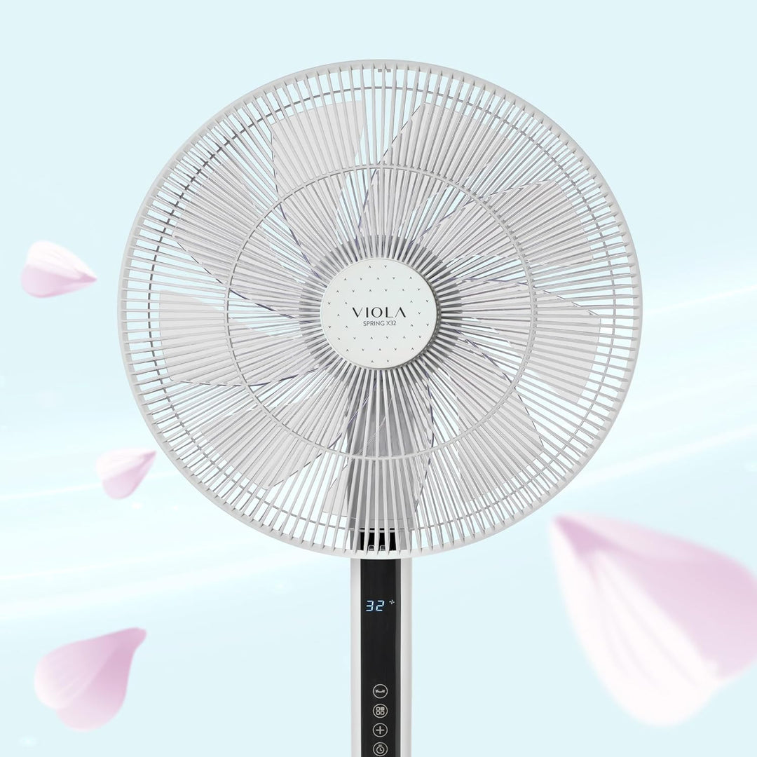 VIOLA Leiser und leistungsstarker Standventilator mit Fernbedienung, 32 Geschwindigkeiten, 9 Flügel,