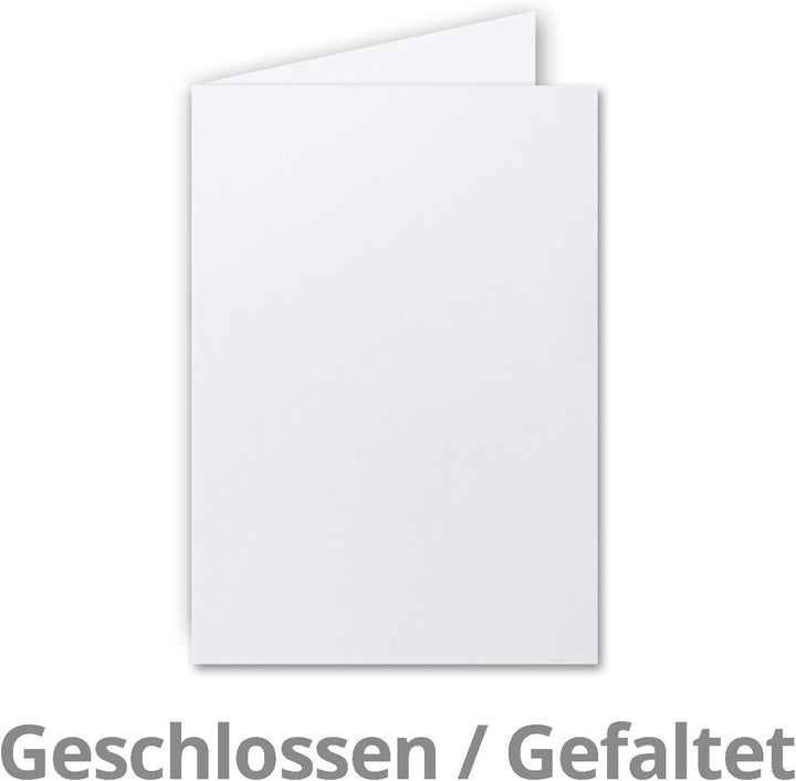 50x Faltkarten SET DIN A6/C6 mit Brief-Umschlägen in Hochweiss/Kristallweiss - inklusive Einleger -