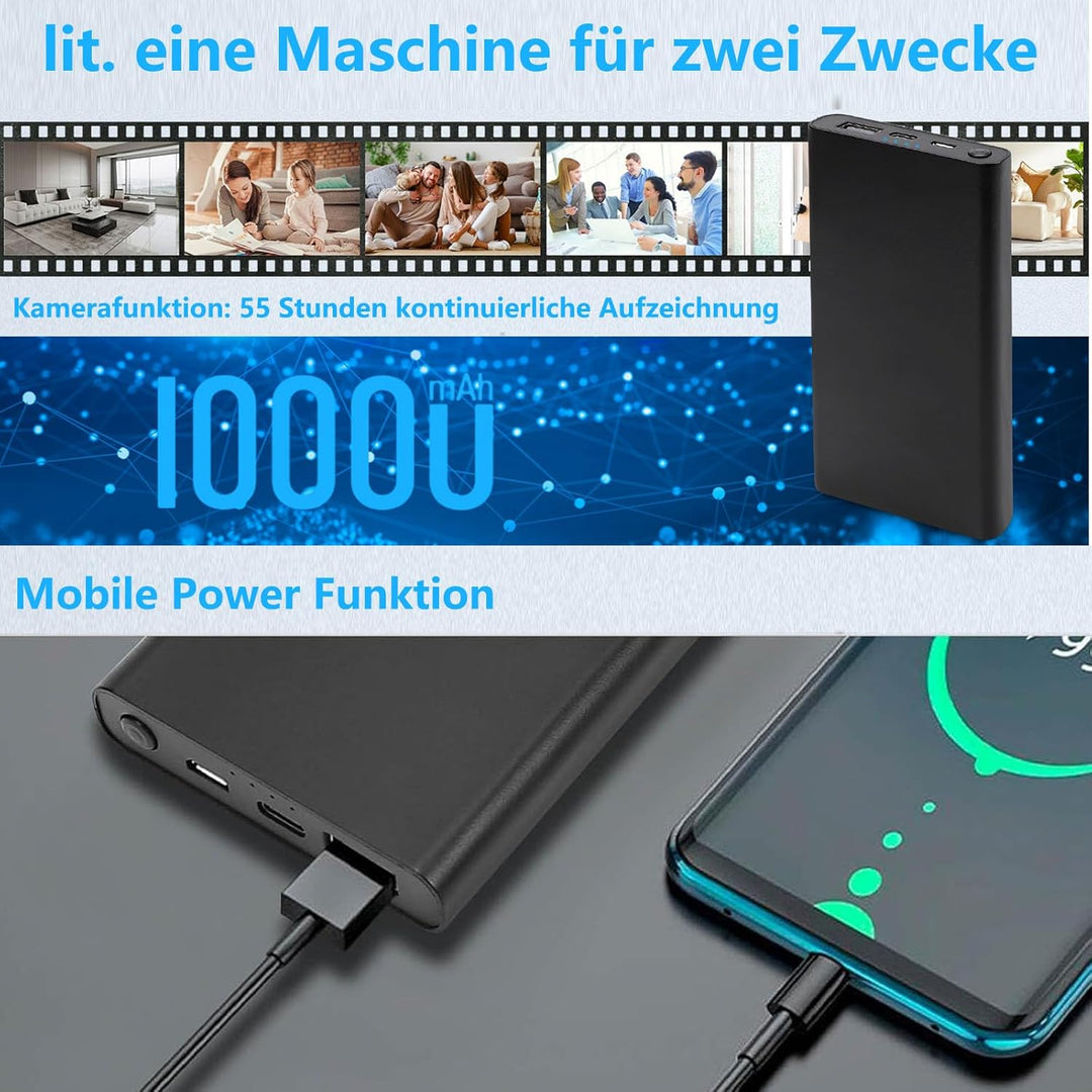 Mini-Kamera, tragbare Kamera, HD 1080P-Indoor-/Outdoor-Überwachungskamera, 55 Stunden Aufnahmezeit,