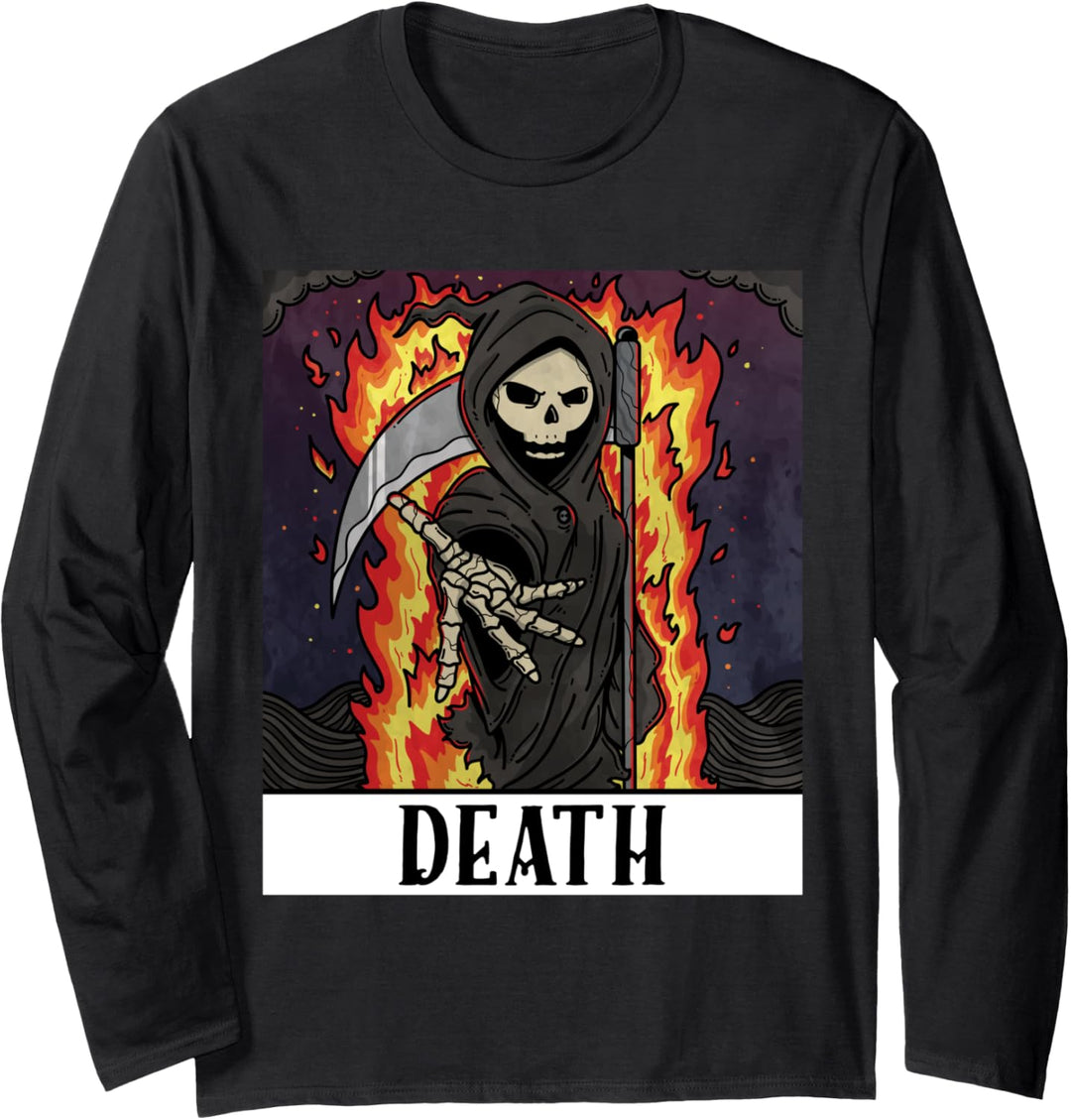 Hell Grim Reaper Skeleton Tarot Card Blackcraft Men Women Langarmshirt