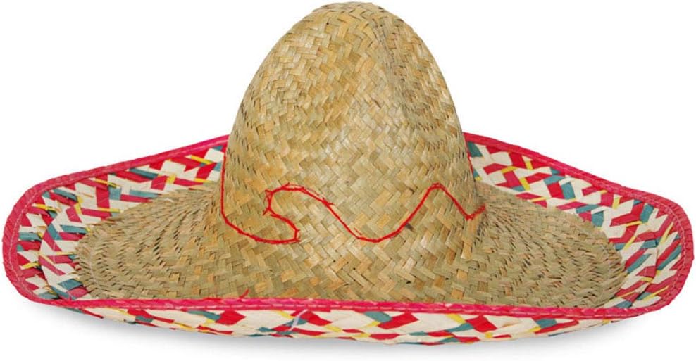 KarnevalsTeufel.de Sombrero-Set Mexikanerhüte in bunten Farben mit rotem Rand Rand - 5er Pack