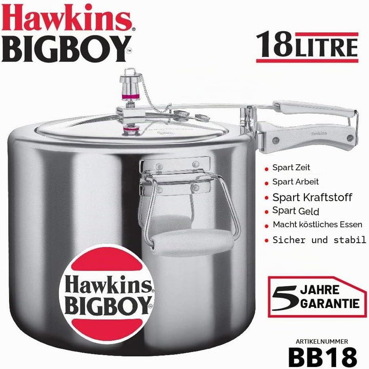 HAWKINS E20 Schnellkochtopf/Kochgeschirr, Aluminium, Silber 18 Liter, 18 Liter