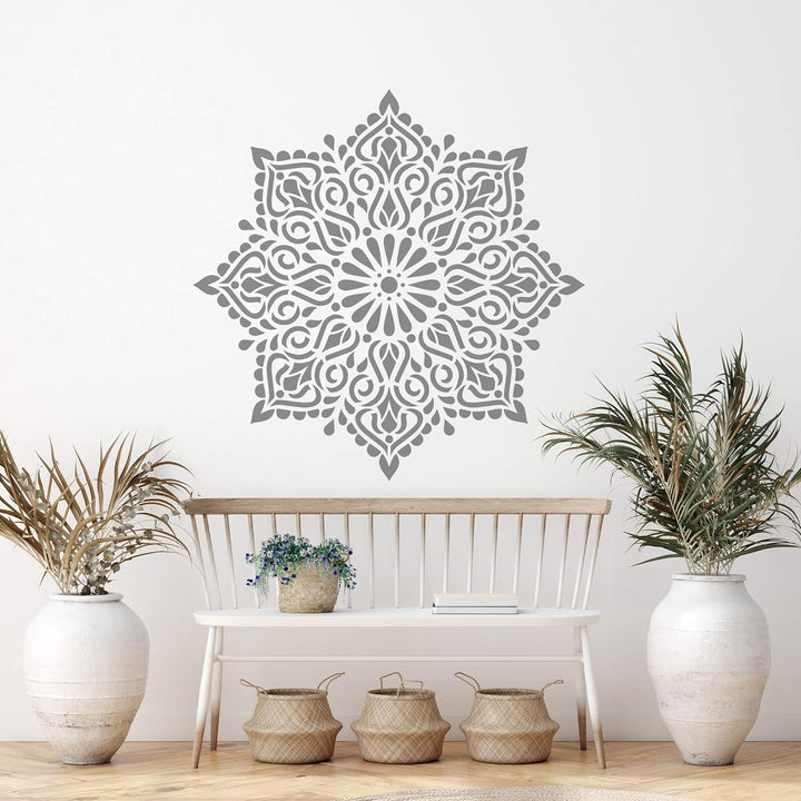 Wiederverwendbare Wandschablone aus Kunststoff // Quadratisches Mandala // Muster Schablone Vorlage