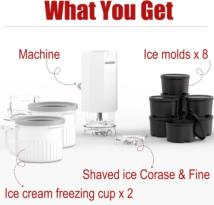Aufsatz für Rasiereis und 2 Stück Eismaschinen-Aufsatz-Set, passend for KitchenAid Standmixer, BPA-f