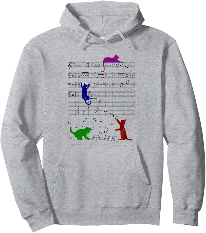 Niedliche Katzen Musiknoten Vintage Musiker Pullover Hoodie