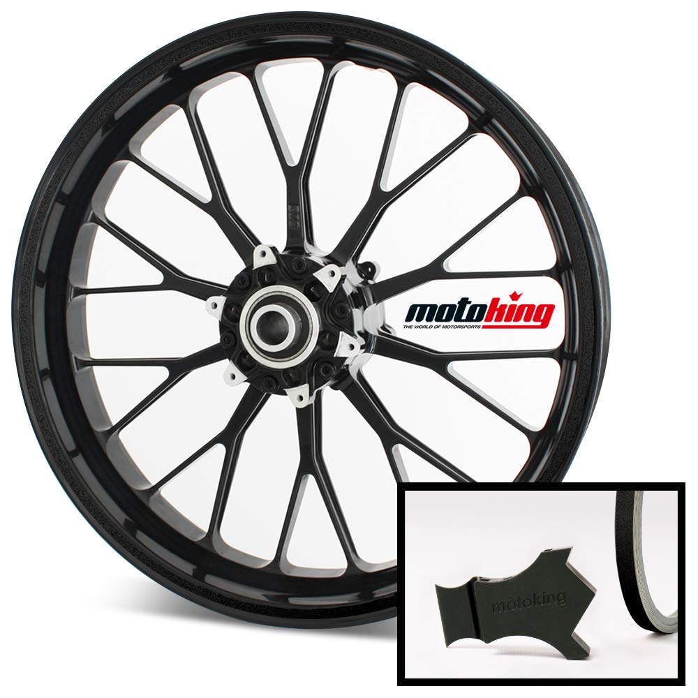 Motoking Felgenrandaufkleber mit Montagetool für Ihr Motorrad in Chrom / 6 mm/für 10" bis 25" / Farb