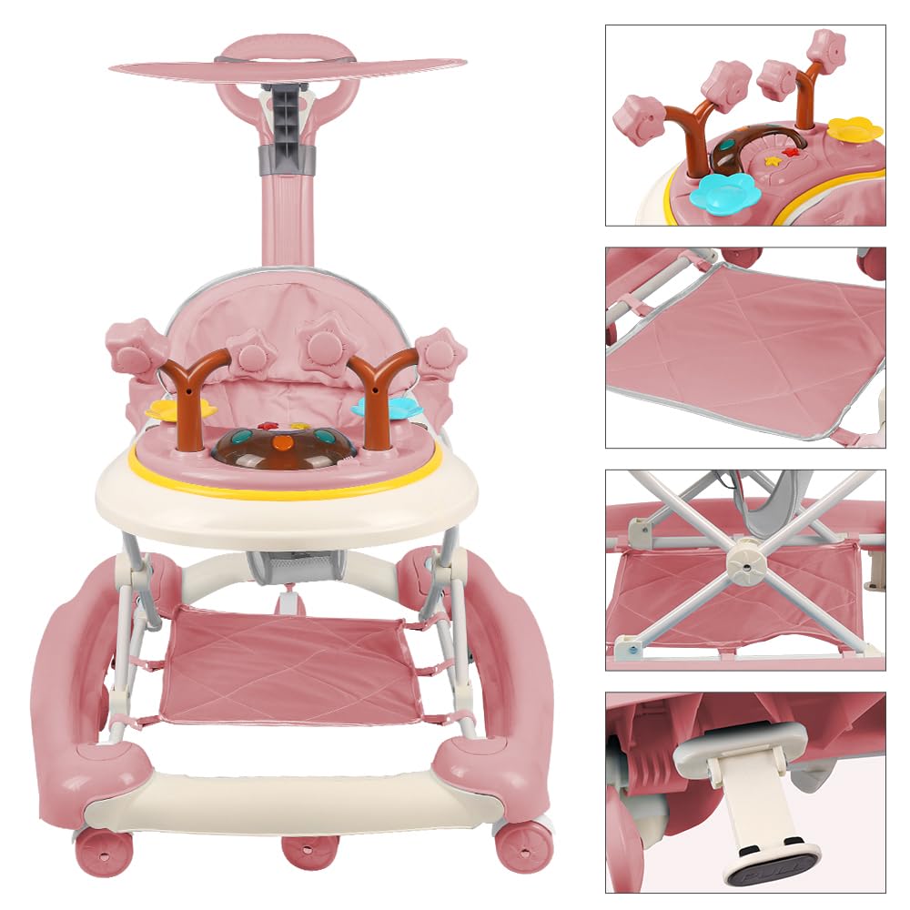 5-in-1 Lauflernhilfe für Babys, mit verstellbaren Höhen, Gehfrei Babywalker ab 6 Monate, bis zu 25 k
