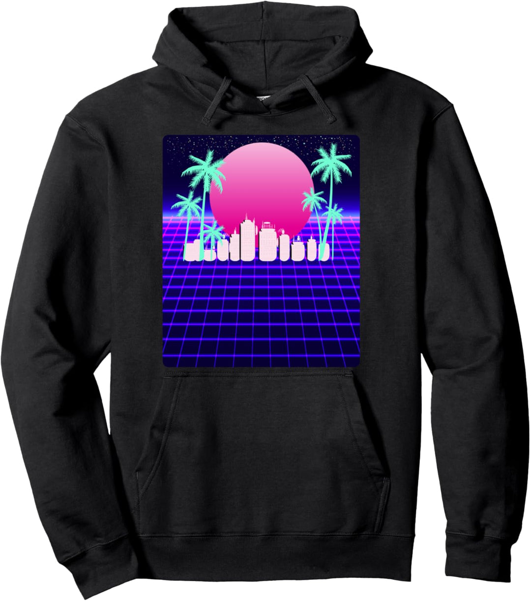 Retro Vaporwave 80s Style Design Image - Vintage Sunset Pullover Hoodie