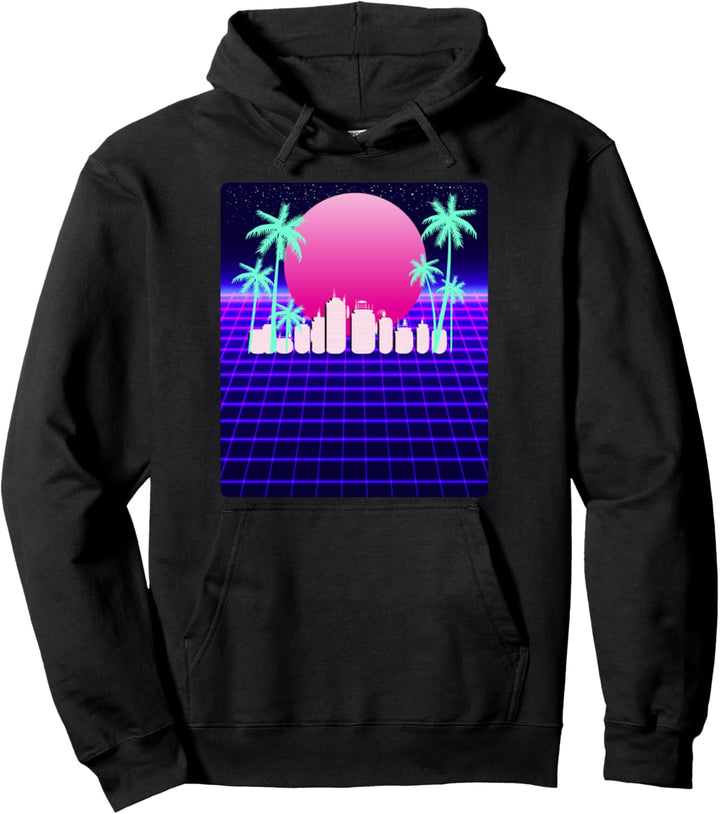 Retro Vaporwave 80s Style Design Image - Vintage Sunset Pullover Hoodie