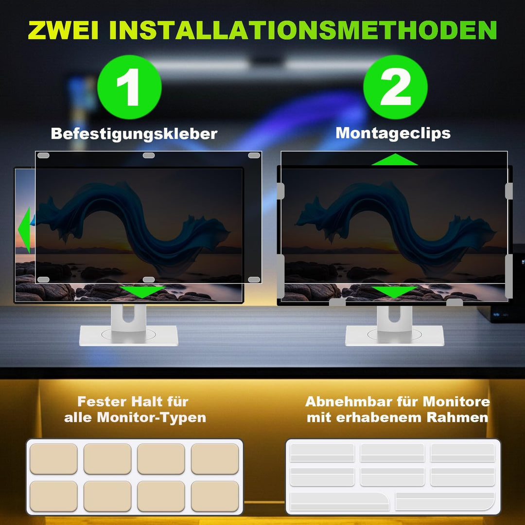 ruord Sichtschutzfolie für 21.5 Zoll 16:9 (47.7x26.8cm) Monitor - Blaulichtfilter & Blendschutz, Abn
