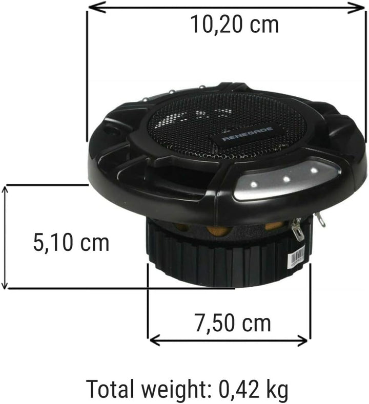 2 RENEGADE RX42 2 Wege koaxial Lautsprecher 4" 10,00 cm 100 mm 60 watt rms 120 watt max impedanz 4 o