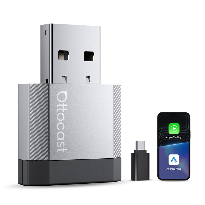 OTTOCAST Mini Nova, 2026 Verbesserter 2-in-1 Wireless CarPlay Android Auto Adapter für iOS- und Andr