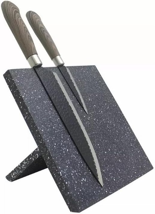 Magnetischer Messerblock| Messermagnetblock aus schwarzem Marmorimitat, Magnetischer Messer Halterun